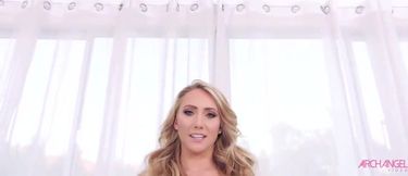 Blonde in Stockings Enjoys a Threesome with Two Big Black Cocks