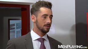 Suited businessmen Massimo Piano and Matthew Anders relentlessly breed