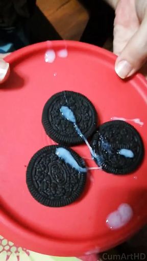Got milk? Oreos and cum - Cum on food 1