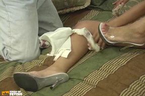 Hot Asian babe screams loud while a massive dude smashes her fuck holes