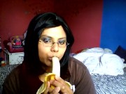 Me sucking on a banana