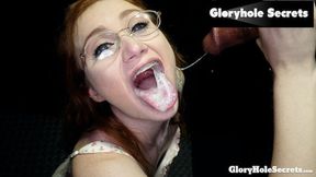 Redhead nerdsucking cock&#x1F346; in hot gloryhole, raw and uncensored!