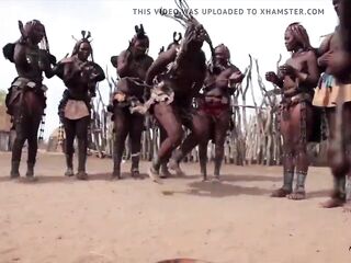 Afro Himba chicks dance and swing their saggy breasts around