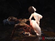 Horny sexy secretary has hard anal sex by predator futa