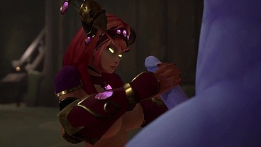 She gives him a hand job until he comes in her mouth - Warcraft Porn Parody