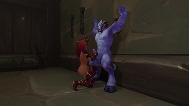 She gives him a hand job until he comes in her mouth - Warcraft Porn Parody