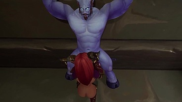 She gives him a hand job until he comes in her mouth - Warcraft Porn Parody