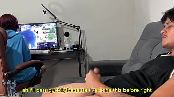 Risky handjob, will she notice? (English subtitles)