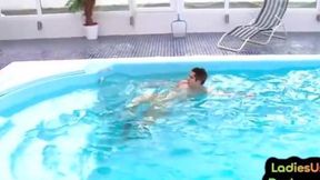 Pool Fun: Young Females Peg And 3Some With Him