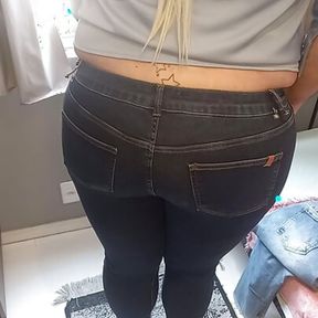 Handjob cum at my sexy jeans pants