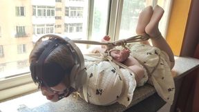 xr242-hogtied bondage and headphone fetish