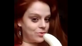 ginger chick blows a banana