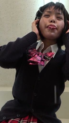 Japanese girl's spit is masochist man's reward   Clip 1