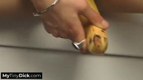 She takes a smaller cock into her mouth with confidence and skill