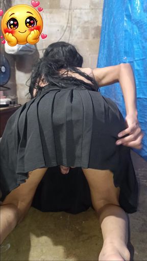 Transvestite woman perreates her buttocks for her male