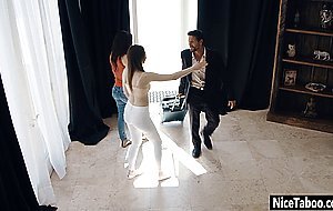 Hot big ass teen fucks a perverted big cock guy and hot stepmom