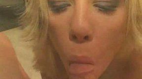 Cock starving blonde college chick joyfully blows my cock