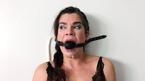 hard gagging - dildo mouth gag