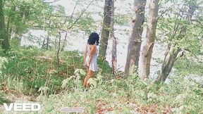 Korean Solo Female Does Public Cosplay Skirt Walking Nude