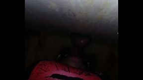 Excited sissygurl deepthroats entire 10&quot_ black bull cock thru a glory hole
