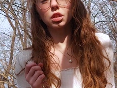 Petite amateur redheaded teen pisses and sucks cock