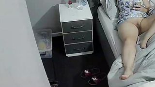 Step mom in bed spread legs showing her pussy at the camera
