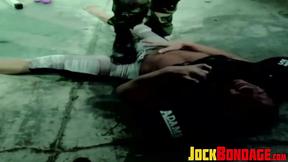 ”Blond submissive jock pissing in his pants before football practice”