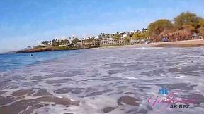 Cute blonde chick is having a blast in Hawaii, especially while having sex with handsome locals