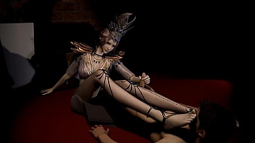 3D horny slut wearing sexy cosplay dress got fucked so hard