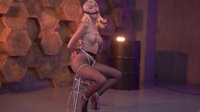 Blonde tied with a rope in pantyhose