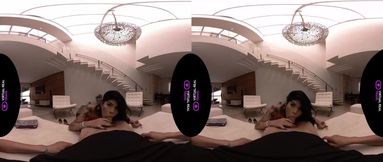 Virtual Reality anal fuck destroys petite bruneette with raw bareback cumshot on ass