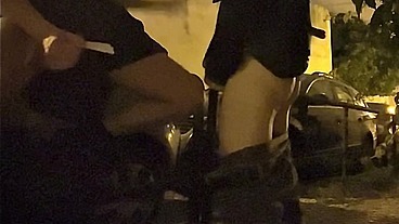boy dared by flatmate to flash his ass (and cock) in the street