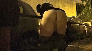 boy dared by flatmate to flash his ass (and cock) in the street