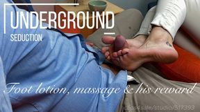 Foot lotion, massage & his reward - soft cock stomping & foot job by Rossi - 1080