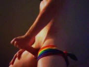 Masked Goth Boy Moans and Jerks His Thick Cock Until He Cums for Pride Month