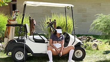 Horny Golf Chick Claudia Bavel Stretched Out by Instructors BBC GP2200
