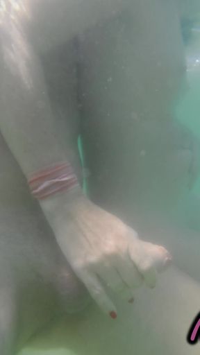 We Got Caught! My Teacher Handjobs My Cock Underwater on Nude Beach