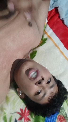 I ejaculate straight into my mouth and swallow my cum.