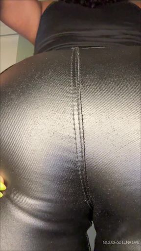 Leather Ass Sniff & JOI - Ebony Goddess Luna Law Makes You Stroke That Dick for Her Perfect Bubble Butt, Portrait Vertical Video
