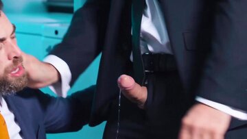 Hard butt rimming and shoving by suited Teddy Torr