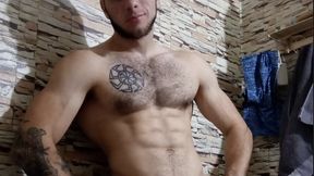 Hot stud shaves his armpits, pisses, and then cums profusely copy