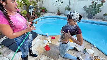 Wet Jeans, Ripped Denim & Messy Poolside Girl/Girl Chaos — Part 2