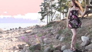 Eighteen Camgirl Nicole Inside The Woods With A Flowered Dress