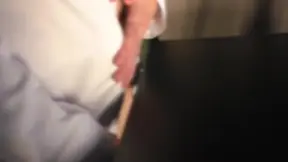 Guy with pubic hair cums on table