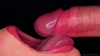 CLOSE UP: Rub your DICK on my TONGUE and CUM in MOUTH! Sensual Licking and Teasing the FRENULUM ASMR