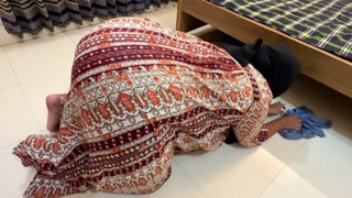 Egypt Beautiful Big Ass &amp; Tight Pussy Hot Stepmom Stuck Under Bed Then She Want Rough Anal From Me!