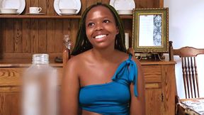 ”Ebony teen from Africa screwed on video by a white black cock”