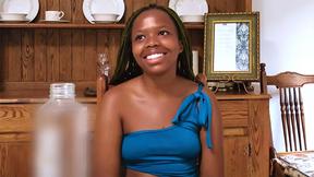 ”Ebony teen from Africa screwed on video by a white black cock”