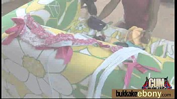 Ebony Cum Slut Hottie Bukkake Party 15