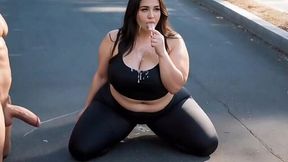 AI Generated BBW Slut Takes Massive Cock Outdoors In Public Park 3D Porn